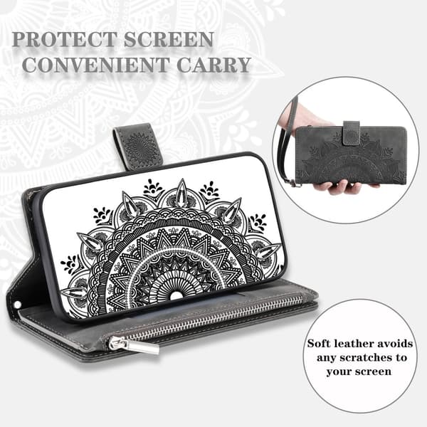 Til iPhone 16e tegnebogscover Cover Shell Mandala Blomstermønster