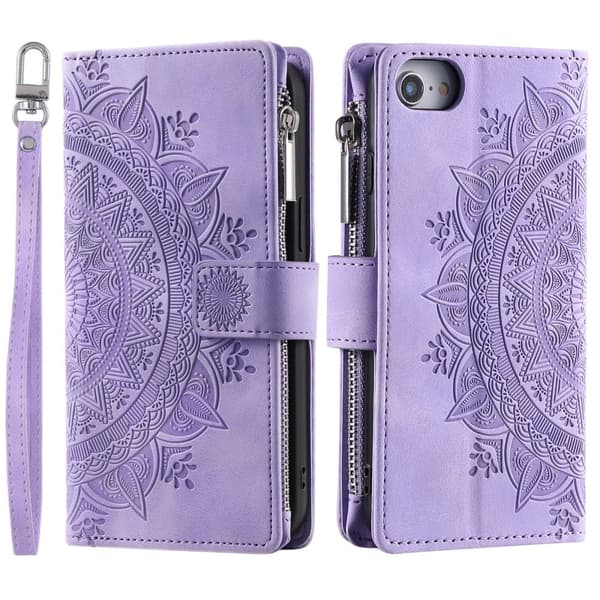 För iPhone 16e plånboksfodral Fodral Skal Mandala blommönster