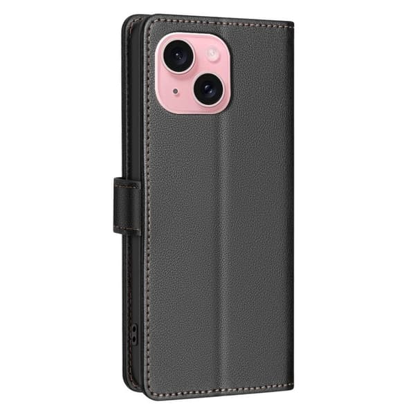 iPhone 15 - Magnetiskt Plånboksfodral i Premiumläder