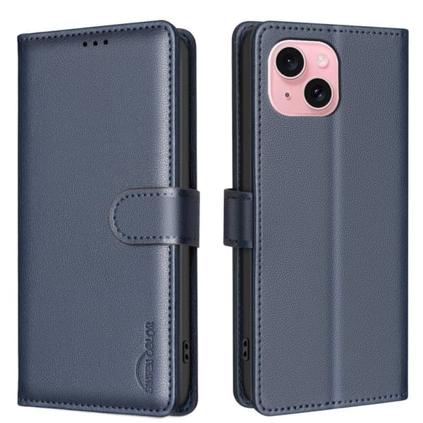 iPhone 15 - Magnetiskt Plånboksfodral i Premiumläder