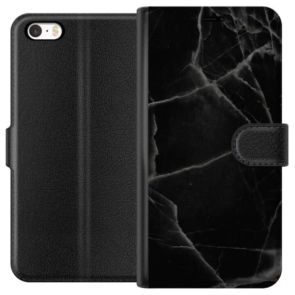 Apple iPhone 5 Lompakkokotelo Musta marmori