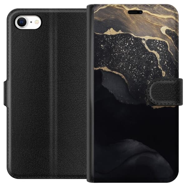Apple iPhone 6 Tegnebogsetui Sort guld abstrakt