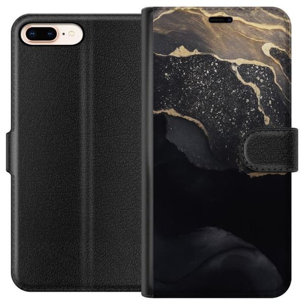 Apple iPhone 8 Plus Tegnebogsetui Sort guld abstrakt