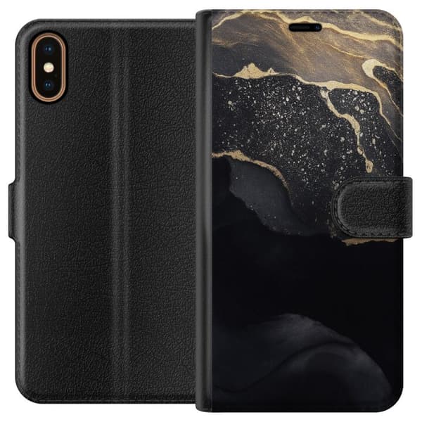 Apple iPhone X Plånboksfodral Svart guld abstrakt