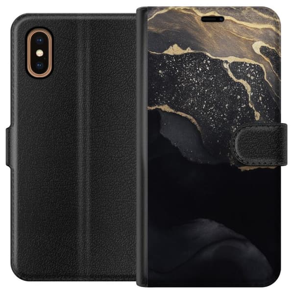 Apple iPhone XS Max Plånboksfodral Svart guld abstrakt