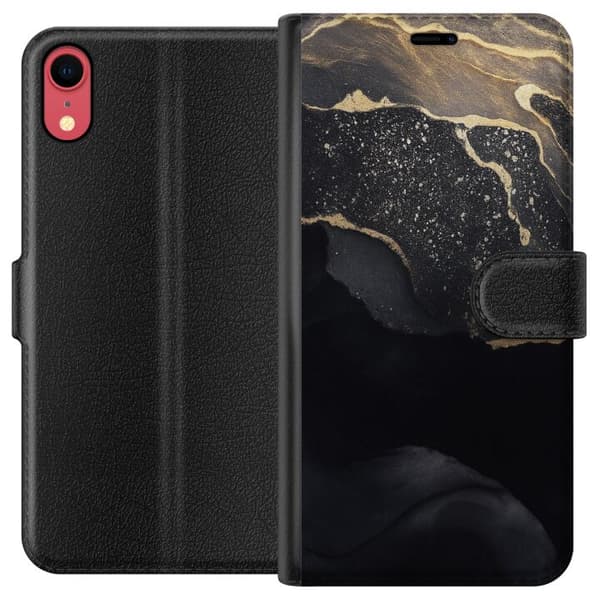 Apple iPhone XR Plånboksfodral Svart guld abstrakt