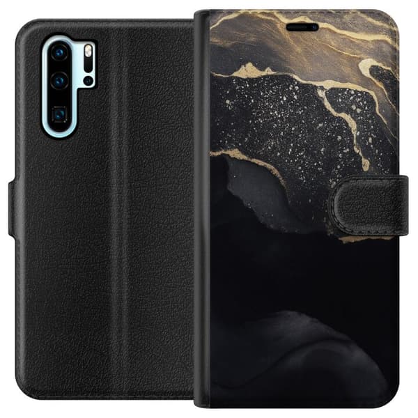 Huawei P30 Pro Lommeboketui Svart gull abstrakt