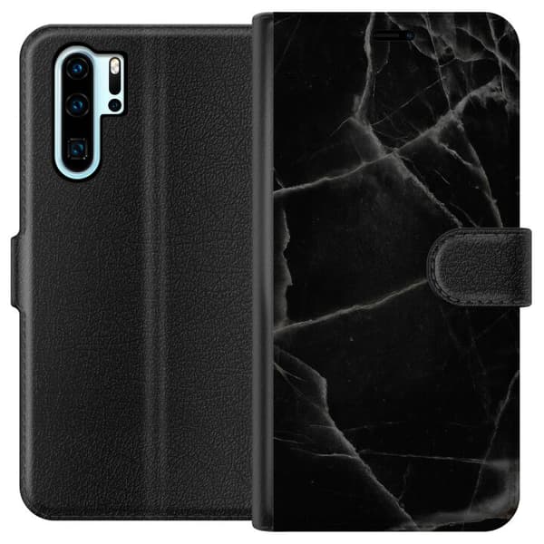 Huawei P30 Pro Plånboksfodral Svart marmor