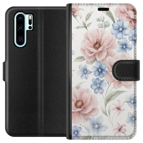 Huawei P30 Pro Tegnebogsetui Romantiske blomster