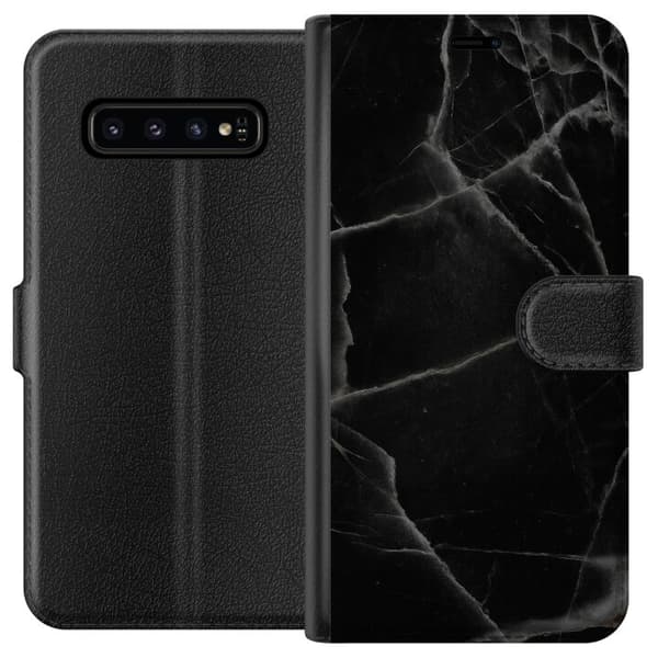 Samsung Galaxy S10 Lompakkokotelo Musta marmori