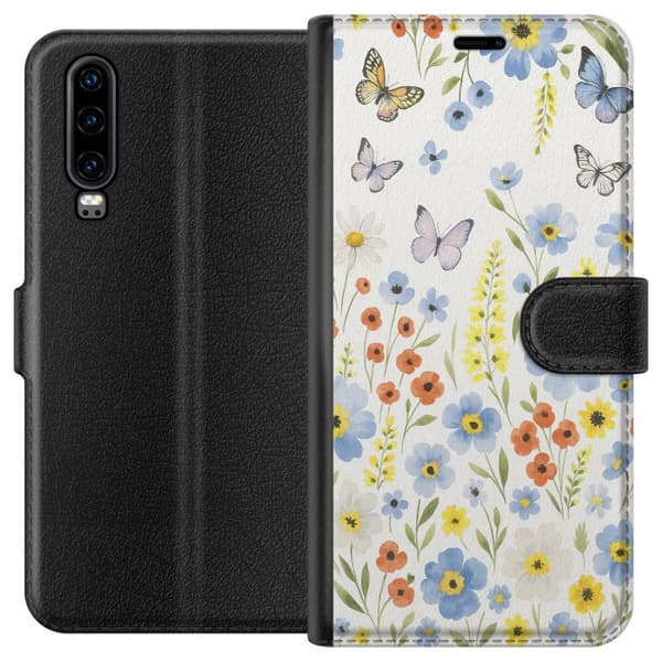 Huawei P30 Lompakkokotelo Kesäkukat
