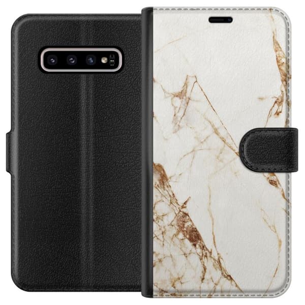 Samsung Galaxy S10+ Tegnebogsetui Hvid marmor