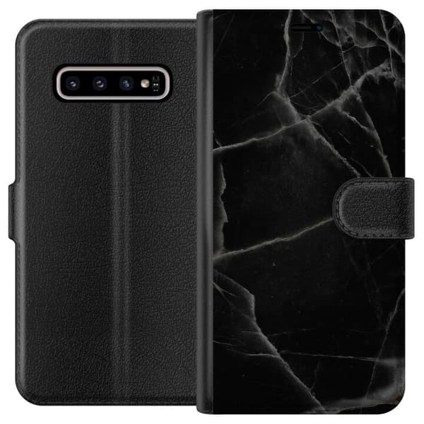 Samsung Galaxy S10+ Plånboksfodral Svart marmor