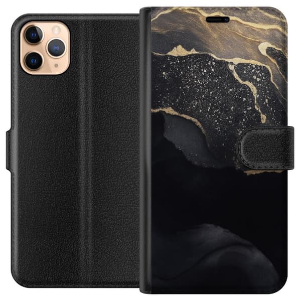 Apple iPhone 11 Pro Max Lommeboketui Svart gull abstrakt