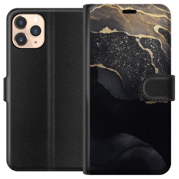 Apple iPhone 11 Pro Tegnebogsetui Sort guld abstrakt
