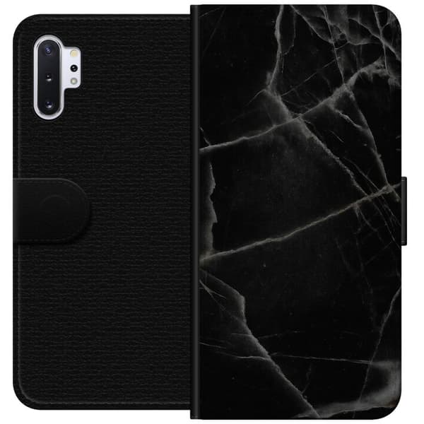 Samsung Galaxy Note10+ Tegnebogsetui Sort marmor