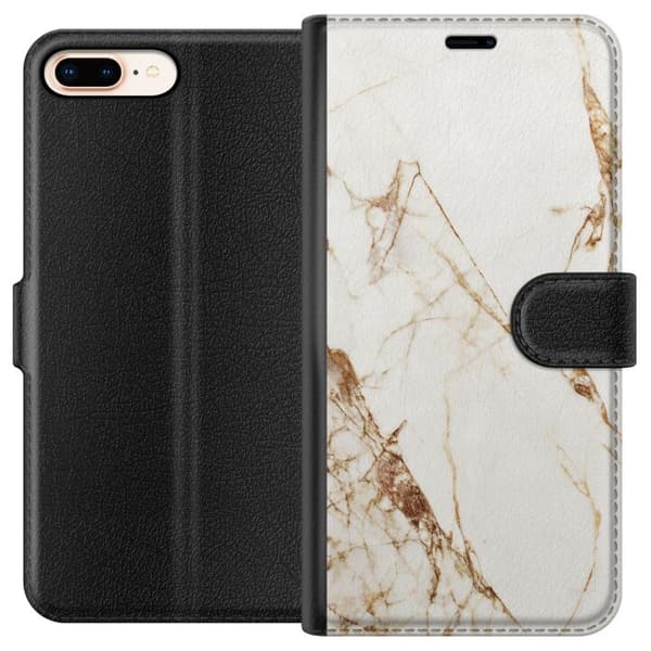 Apple iPhone 7 Plus Lompakkokotelo Valkoinen marmori