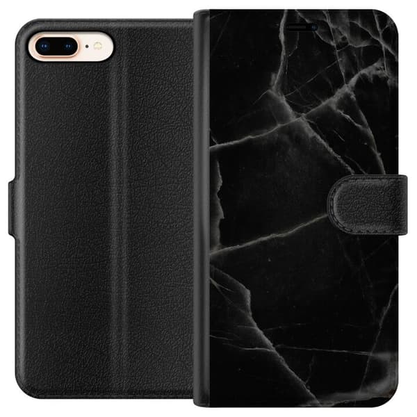 Apple iPhone 7 Plus Tegnebogsetui Sort marmor