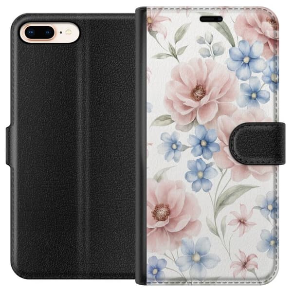 Apple iPhone 7 Plus Lompakkokotelo Romanttiset kukat