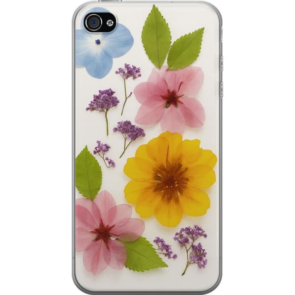 Apple iPhone 4s Gennemsigtig cover Pressede blomster