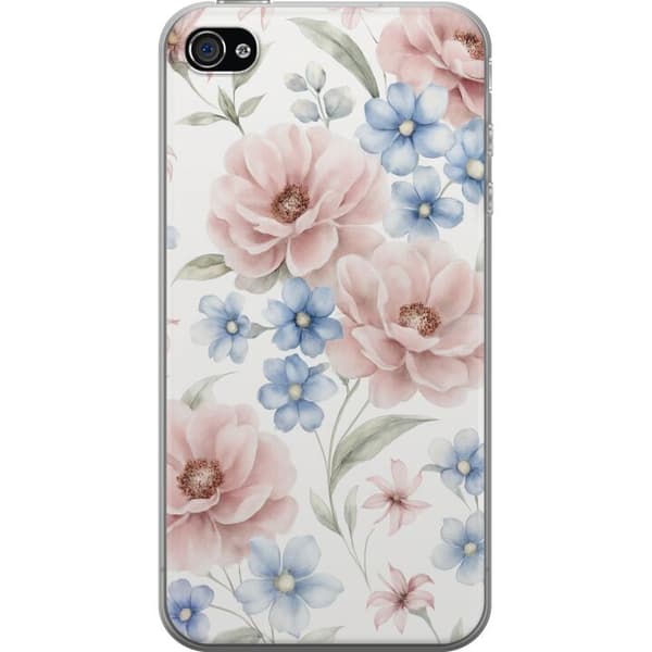 Apple iPhone 4s Läpinäkyvä kuori Romanttiset kukat