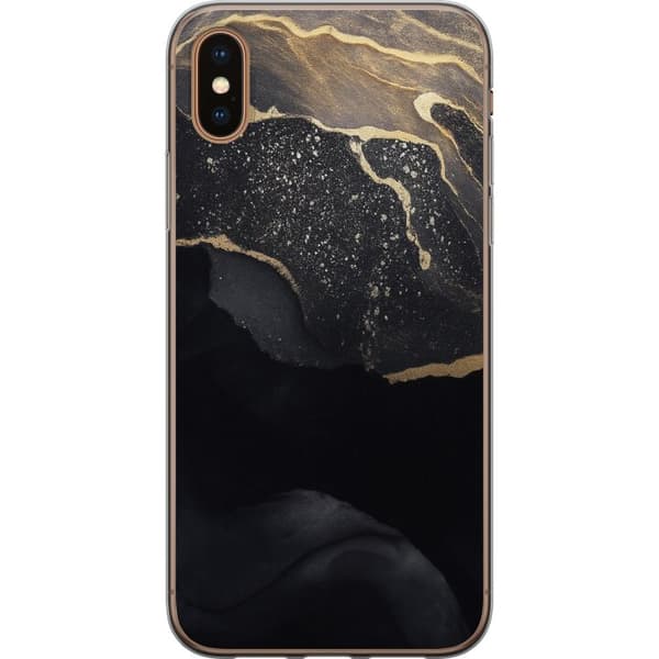 Apple iPhone XS Max Gennemsigtig cover Sort guld abstrakt