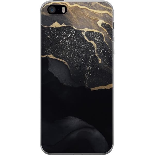 Apple iPhone SE (2016) Gennemsigtig cover Sort guld abstrakt