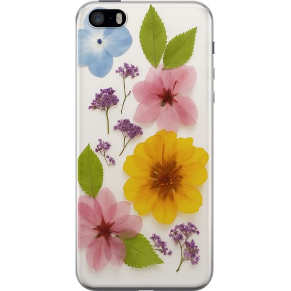 Apple iPhone SE (2016) Gennemsigtig cover Pressede blomster