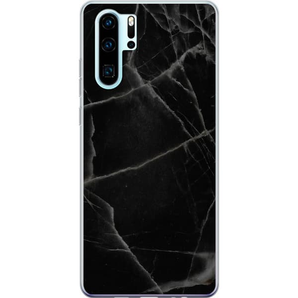 Huawei P30 Pro Läpinäkyvä kuori Musta marmori