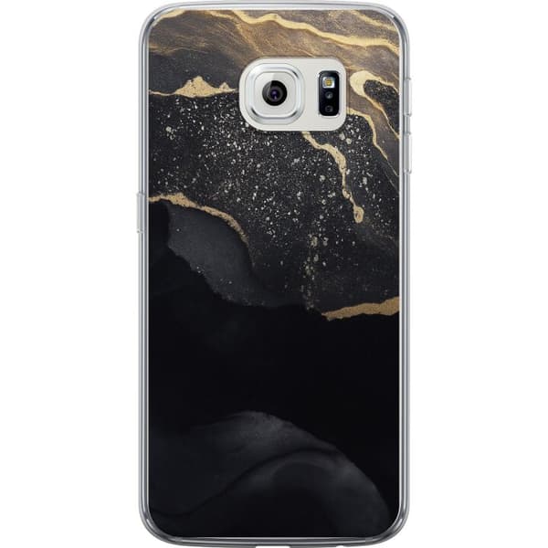 Samsung Galaxy S6 edge Genomskinligt Skal Svart guld abstrakt