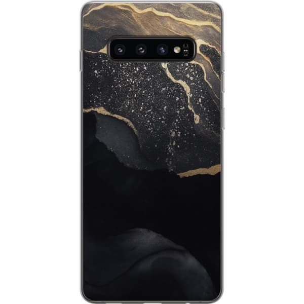 Samsung Galaxy S10 Gjennomsiktig deksel Svart gull abstrakt