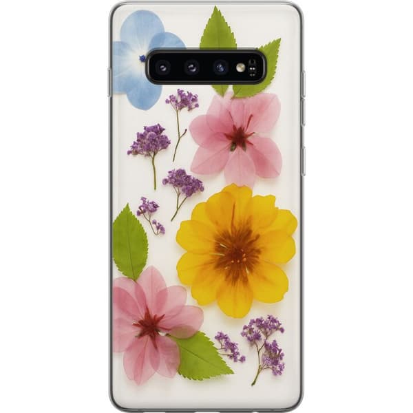 Samsung Galaxy S10 Gjennomsiktig deksel Pressede blomster