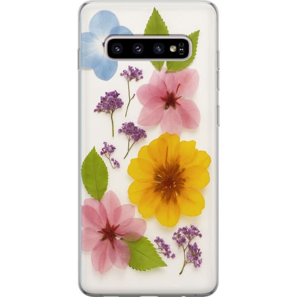 Samsung Galaxy S10+ Gjennomsiktig deksel Pressede blomster