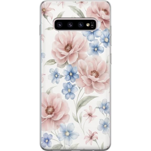 Samsung Galaxy S10+ Gennemsigtig cover Romantiske blomster