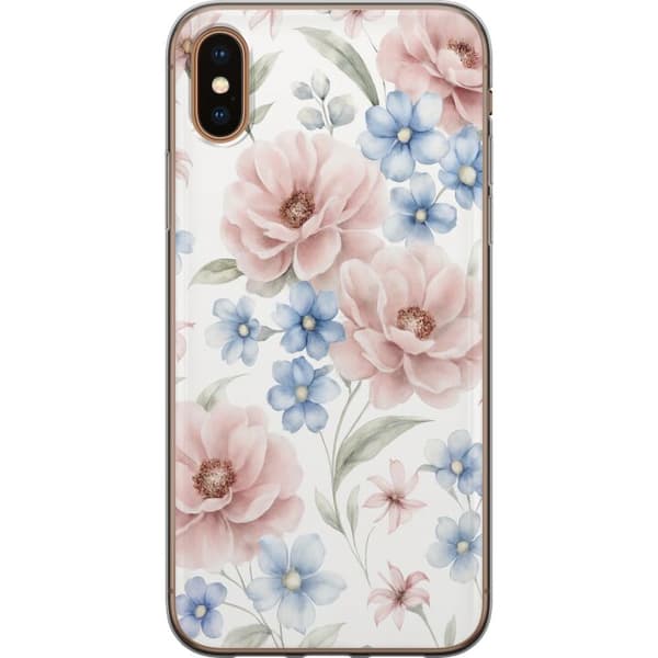 Apple iPhone X Gennemsigtig cover Romantiske blomster