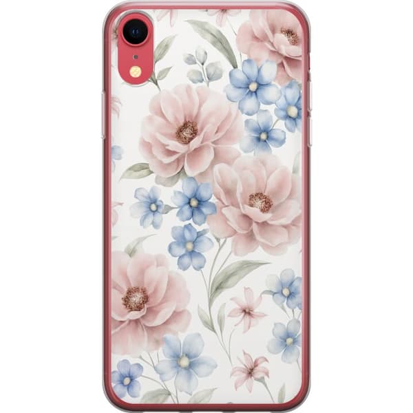 Apple iPhone XR Gennemsigtig cover Romantiske blomster