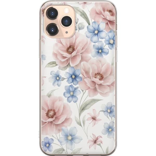 Apple iPhone 11 Pro Genomskinligt Skal Romantiska blommor