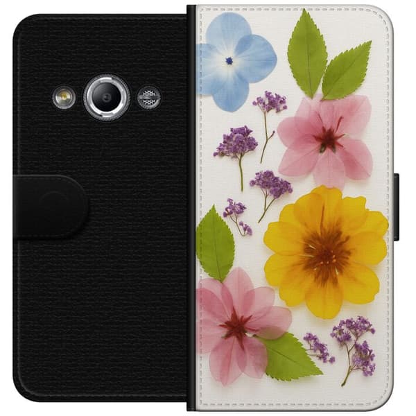 Samsung Galaxy Xcover 3 Lommeboketui Pressede blomster