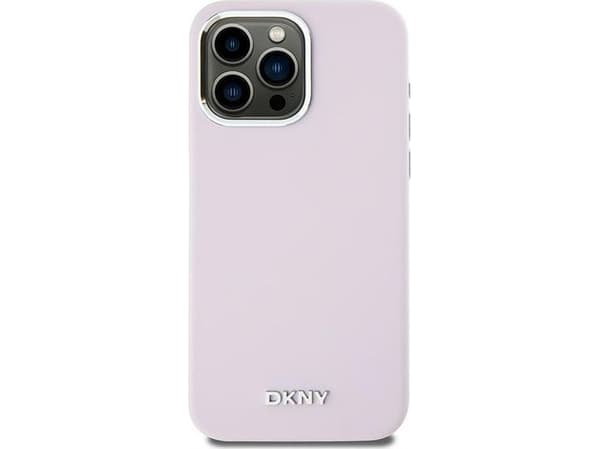 Apple iPhone 15 Pro Max DKNY-deksel flytende silikon liten metalllogo MagSafe (DKHMP15XSMCHLP) rosa