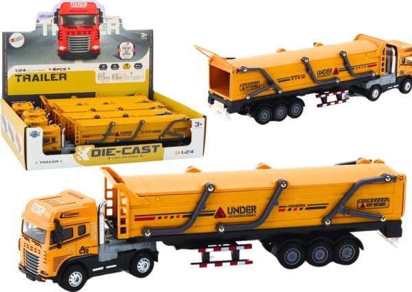 LeanToys Lastbil med släp TIR Transportfordon 1:24 Ljud Belysning Gul