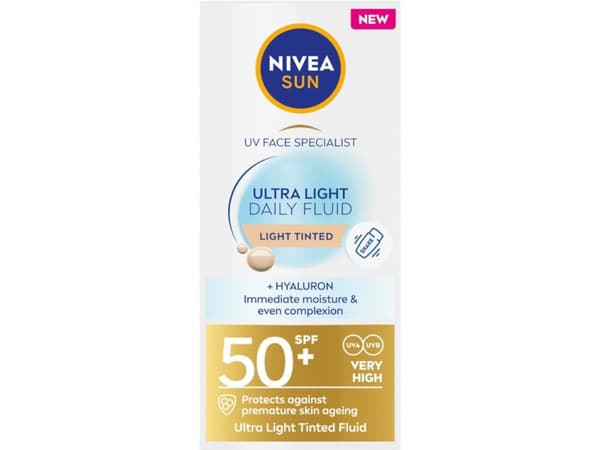 NIVEA_Sun Ultra Light Daily Fluid SPF50+ Solskyddsmedel med pigment Light 40ml