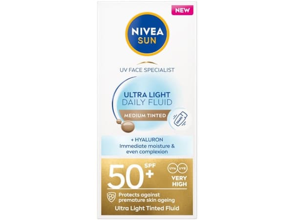 NIVEA_Sun Ultra Light Daily Fluid SPF50+ Solskyddscreme med Pigment Medium 40ml