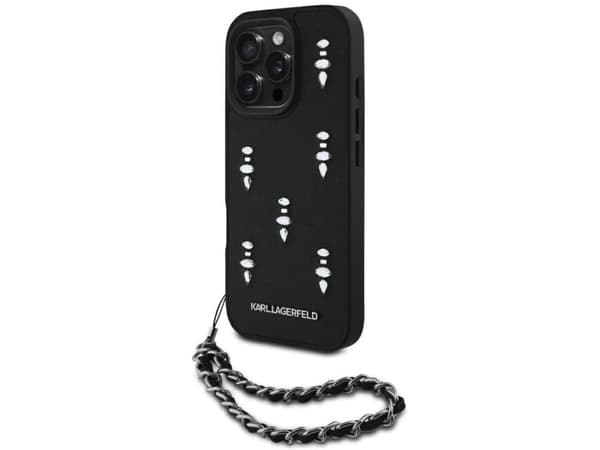 Karl Lagerfeld Saffiano Crystals w/Chain fodral för iPhone 16 Pro Max svart