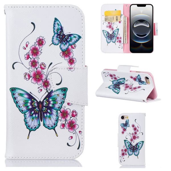 Plånboksfodral iPhone 16e – Fjärilar och Blommor