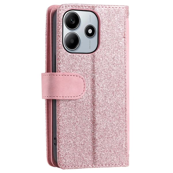 Til Xiaomi Redmi Note 14 4G Deksel med glidelås og 9 kortspor - RoseGold