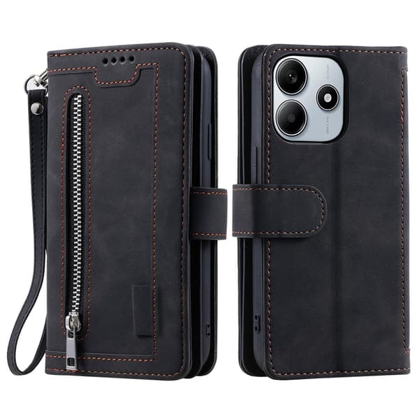 Til Xiaomi Redmi Note 14 4G Etui med Lynlåslomme og 9 Kortlommer