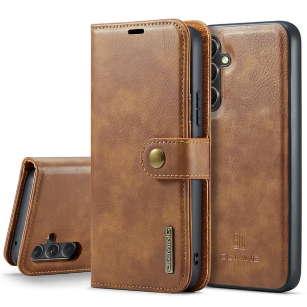 Samsung Galaxy A15 4G/5G - Retro Plånboksfodral med Magnetisk Design Brun
