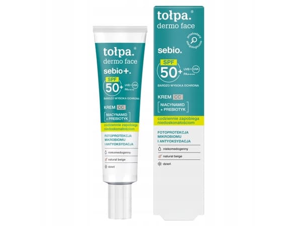 TOŁPA_Dermo Face Sebio+ Creme CC do twarzy z filtrem SPF50+ PA++++ Natural Beige 40ml