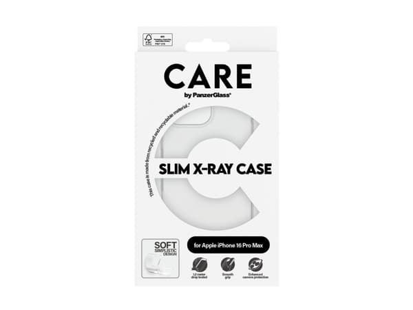 CARE by PanzerGlass X-Ray - Baksidesskydd för mobiltelefon - mjukt grundläggande - självreparerande TPU - transparent - för Apple iPhone 16 Pro Max