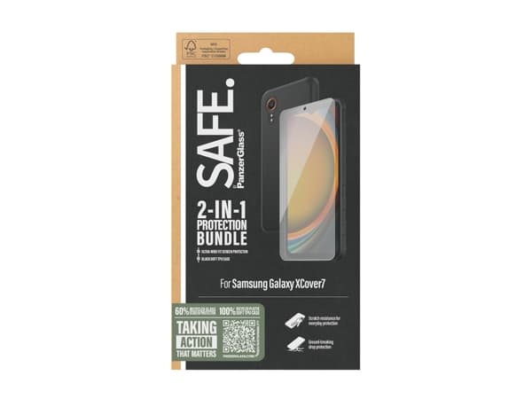 SAFE. by PanzerGlass - 2-i-1-paket - baksidesskydd för mobiltelefon - PET (Polyethylene Terephthalate), termoplastisk polyuretan (TPU), oleofobisk be